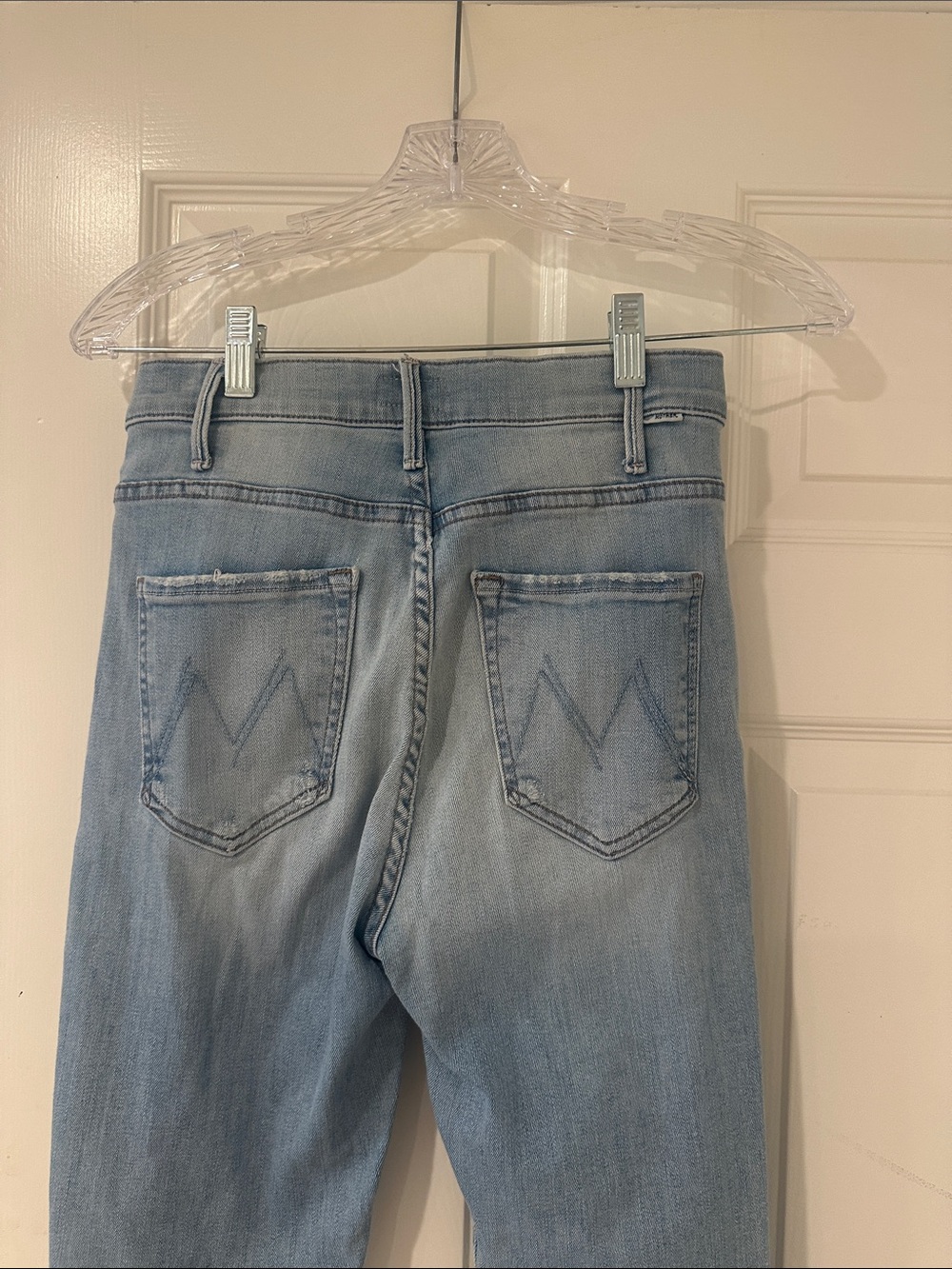 MOTHER Light Blue Husler Ankle Fray 26